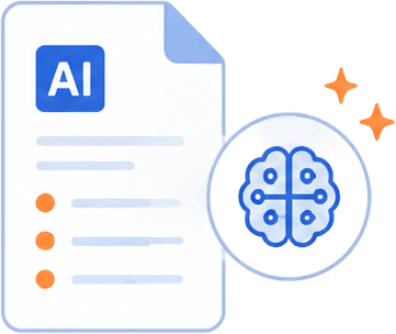 AIがアップロード書類を解析するイラスト
