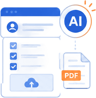 AIが申請書のドラフトを生成するイラスト